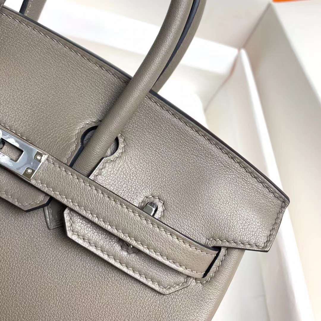 Hermes Birkin 25CM Swift Leather Handbag Dark Grey 